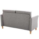 2-Sitsig Soffa i Linnetyg, Modern Loungesoffa med Avtagbara Kuddar, Bekväm Sittplats för Vardagsrum, Ljusgrå, 141 x 65 x 78 cm