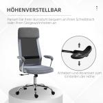 Ergonomisk Kontorsstol i Mesh, Höj- och Sänkbar Skrivbordsstol med Nackstöd, Modern Arbetsstol i Nordisk Stil för Kontor, Ljusgrå/Svart, 65 x 67 x 119-129 cm