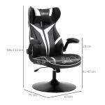 Ergonomisk Gamingstol i Konstläder, Bekväm Datorstol med Vippfunktion, Sportig Design för Spel och Arbete, Svart/Vit, 67 x 75 x 106-112 cm