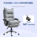 Kontorsstol Chefsstol Ljusgrå av Tyg och Metall för Kontor Ergonomisk med Liggfunktion och Fotstöd 135 kg