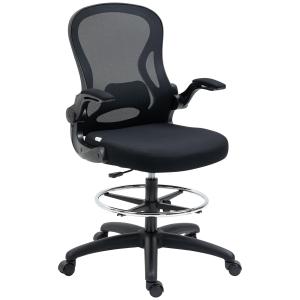 Ritstol med Justerbar Höjd och Fotstöd för Kontor och Ateljé Ergonomisk och Hållbar Svart Tyg och Plast 59 x 65 x 122 cm
