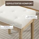 Fotpall Rektangulär Beige Linnetyg och Trä för Vardagsrum Sittpuff med Vadderad Sits och Träben Klassisk Design 42x32x47 cm