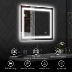 Badrumsspegel Väggspegel LED Silver av Glas för Badrum 80 x 60 cm med Belysning 3 Ljusfärger Touch Omkopplare IP44