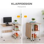 Hopfällbart Bord Mobilt Skrivbord på Hjul Sidobord MDF Natur 107 X 55 X 76 Cm