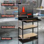 Arbetsbänk Verkstad Svart Metall och MDF för Garage Verktygsbänk med Verktygstavla Låda och Hyllor Robust 80x41x155 cm