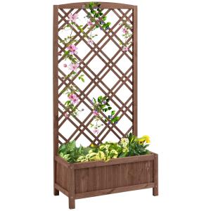 Upphöjd Blomsterbädd med Spaljé, Trädgårdsväxtlåda, Gul, 60 x 30 x 122,5 cm