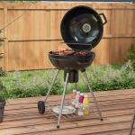 Vattenkokargrill med Ø54 cm Grillgaller, Värmeställning, Förvaring, Askfack och Termometer, Svart, 55 x 65 x 89 cm