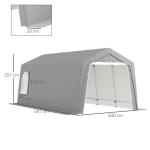 Tältgarage Garagetält Vattentätt Ljusgrå av PE och Stål för Uteplats och Trädgård Tält med Dörrar och Fönster 300 x 600 x 250 cm