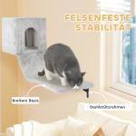 Kattklättervägg 6-delat Set med Katthus, Hängmatta, Plattform och Skrapstyv, Grå
