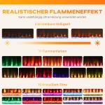 Elkamin med Fjärrkontroll Vit MDF och Glas för Vardagsrum Elektrisk Eldstad med 11 Flammfärger och Värmefläkt 2000W Mysig Stämning