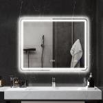 Badrumsspegel med LED-belysning, Anti-imma, 3 Justerbara Färger och Klocka, Silver, 700x900 mm