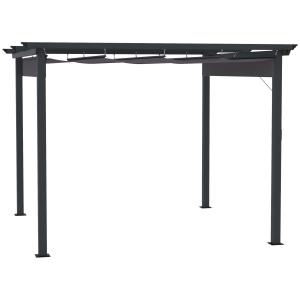 Pergola med Skjutbart Tak, Modern Trädgårdspaviljong i Aluminium, Justerbart Solskydd för Uteplatsen, Grå, 2,95 x 2,95 m