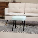 Fotpall Fotstöd Ljusblå av Kashmirlook och Stål för Vardagsrum Fyrkantig Pall Elegant Design