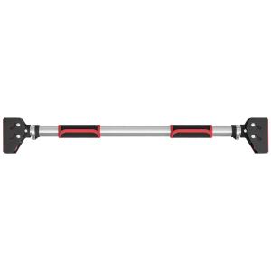 Justerbar Dragstång för Dörrkarmar, Ingen Borrning, upp till 200 kg, Stål, Svart/Röd, 75–92 x 10 x 7 cm