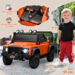 Elbil för Barn 12V med Fjärrkontroll, Musikfunktion, Horn och LED-lampor, Orange