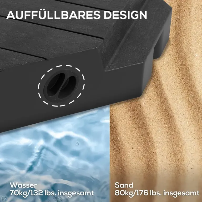 Parasollstativ Parasollvikt 4-Delad Svart av Hdpe
