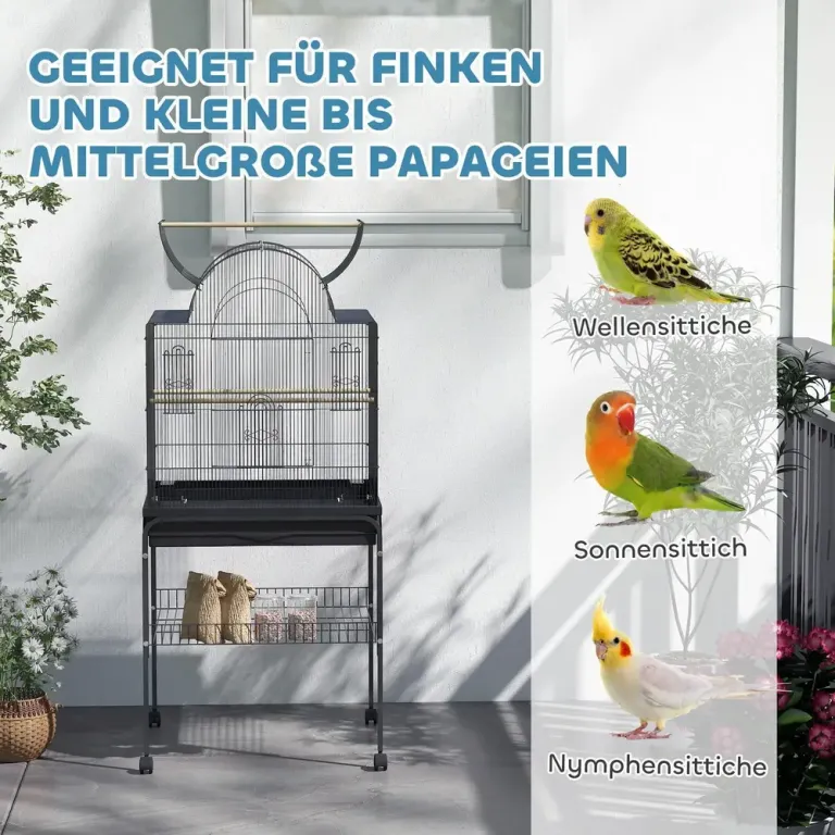 Fågelbur Undulatbur Svart av Stål 63 x 53 x 144 cm