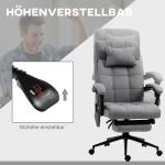 Kontorsstol Massagestol Grå av Polyester för Kontor Ergonomisk Chefsstol med Svankvärme och Fotstöd 66 x 76 x 112-120 cm