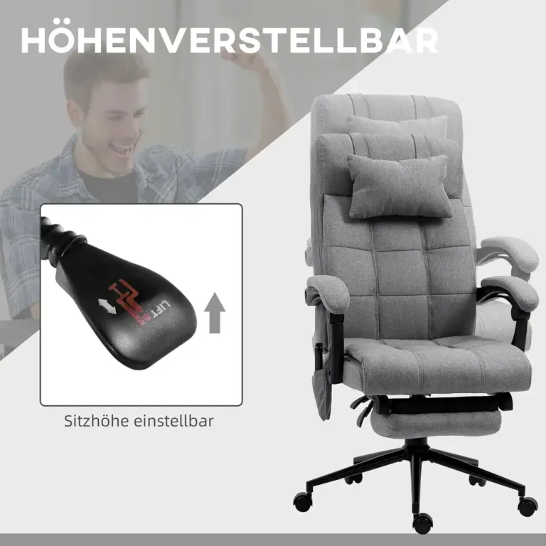 Kontorsstol Massagestol Grå 66 x 76 x 112-120 cm