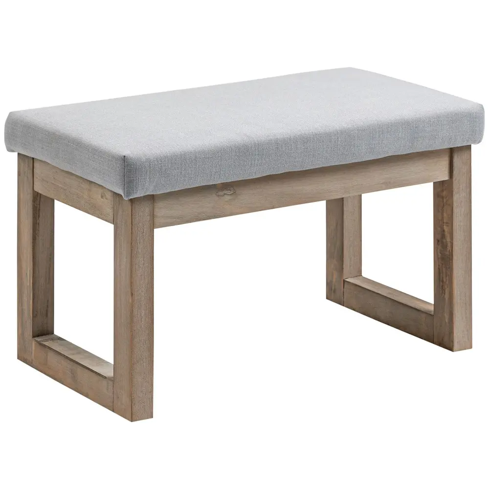 Fotpall Stoppad Pall Grå av Tyg och Trä 68 x 38 x 42 Cm
