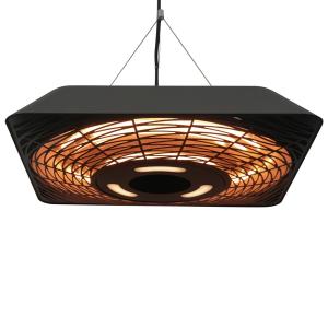 Elektrisk Infravärmare 2000 W med Fjärrkontroll, 3 Värmeinställningar, Skyddskåpa, LED-display, IP45, Svart
