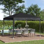 Lusthus Paviljong Pop-Up Partytält Svart av Polyester och Metall för Trädgård och Camping Vattenavvisande Tält med Väska 3 x 3 m