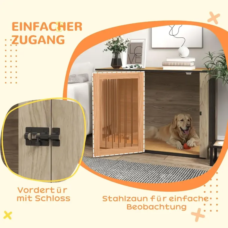 Hundkoja Hundbursmöbler Inomhusbur Ek 106 x 60 x 76 cm