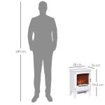 Elektrisk Kamin med LED-Eld, Fristående Värmare med Två Effektlägen, Skapar Mysig Stämning i Hemmet, Vit, 39 x 26 x 54,8 cm, 900/1800 W