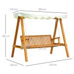 Hammock Massivt Lärkträ Trädgårdsgunga 3 Sits med Justerbart Tak Ergonomisk Form Naturträ