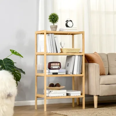 Bokhylla i Bambu 4 Hyllplan Stilren 62 x 33 x 112 cm