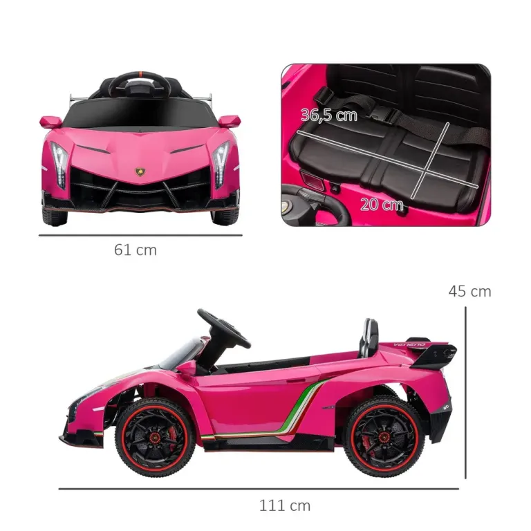 Elbil för Barn Sportbil Rosa av Plast och Metall för