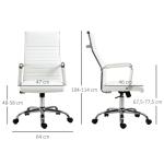 Ergonomisk Kontorsstol i Vitt Konstläder, Bekväm Skrivbordsstol med Gungfunktion, Stilren Design för Moderna Kontor, Vit, 54 x 62 x 104-114 cm, 120 kg