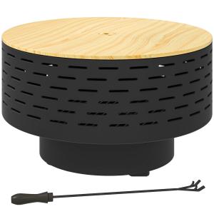Eldskål Eldstad med Grillgaller Kolgrå av Rostfritt Stål för Trädgård och Camping 3-i-1 Eldkorg med Gnistskydd Ø 60 x 39 cm