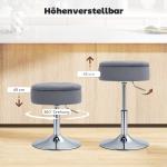 Barstol med Förvaring Grå Sammet och Metall för Kök Roterbar Barpall med Höj och Sänkbar Sits Lyxig Design och Mjuk Stoppning 65 cm