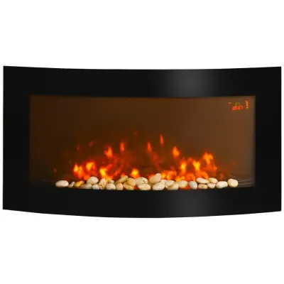 Elkamin Svart för Väggmontering med LED-Flamma 89,2 Cm