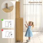 Badrumsskåp Högt Smalt Naturfärgad Bambu för Badrum och Tvättstuga Förvaring med Hyllor och Skåp Ribbad Dörr och God Ventilation 34x30x170 cm