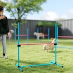 Agilityhinder Hund 4 Delar Ljusblå Plast för Träning Justerbar Hoppställning med Väska 99x65x94 cm