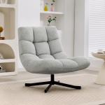 Fåtölj Roterbar Bred Ljusgrå Chenille och Stål för Vardagsrum Loungestol med Mjuk Sits och Vattenavvisande Tyg Modern Design Bekväm
