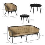 Loungegrupp i Konstrotting 5 Delar, Modulär Utemöbel med Soffa och Bord, Inkluderar Dynor för Bekväm Sittning, Grå