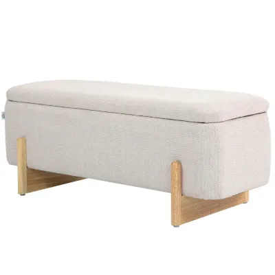 Sittbänk med Förvaring & Skumstoppning Krämvit, Beige