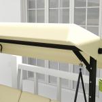 Hammock Trädgårdsgunga 3-Sits 2-i-1 Beige av Tyg och Metall för Trädgård och Terrass Gunga med Liggfunktion 240 kg 195 x 117 x 175 cm
