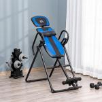 Hopfällbar Inversionsbänk, Ergonomisk Ryggbänk med Justerbart Stöd, Effektiv Ryggsträckare för Hemmafitness, Svart/Blå, 132 x 71 x 145 cm