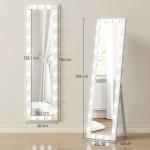 Helkroppsspegel med Belysning Vit Glas för Sovrum Golvspegel med 24 LED-lampor och 3 Ljuslägen 150x40 cm