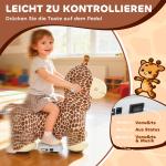 Åkdjur Giraff Elektrisk Brun Plysch och Metall för Barn 1,5–5 År Batteridriven Leksak med Musik och Pedaler Tvättbar Klädsel