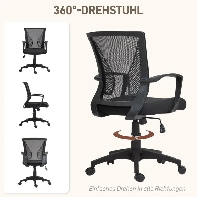 Kontorsstol Svart av Tyg och Metall Höj