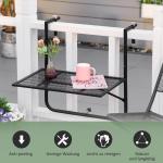 Balkongbord Hängbord Fällbart Svart av Metall för Balkong och Terrass Väderbeständigt Bord för Räcken 60 x 40 cm