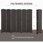 6-panels Rumsavdelare, Vikbar Sekretessskärm för Vardagsrum, Sovrum och Hemmakontor, Brun