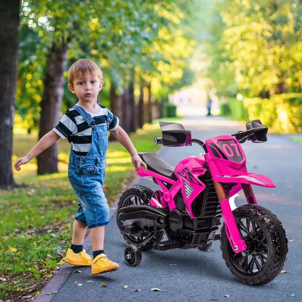 Elektrisk Barnmotorcykel 12 v med Träningshjul Signalhorn
