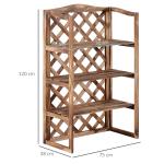 Blomstativ 3-Vånings Växthylla Granträ för Inomhus och Utomhusbruk Platsbesparande Robust Design Naturlig Finish