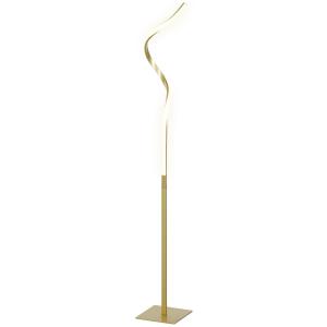 Golvlampa LED Lampa i Spiraldesign Guld av Metall för Vardagsrum och Sovrum Dimbar Lampa med Fotkontakt 146 cm